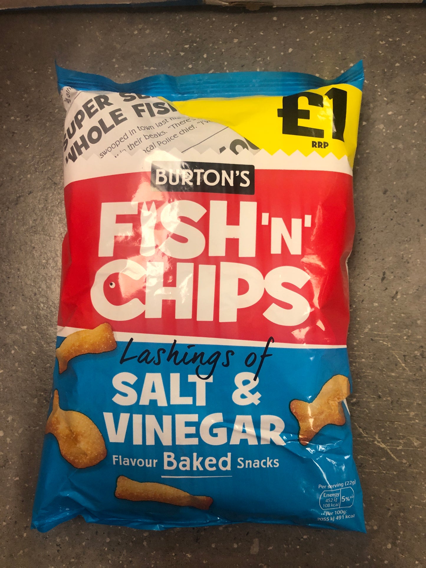 Burton’s Fish ‘N’ Chips Salt & Vinegar Snack 10 x 125g for £12.99