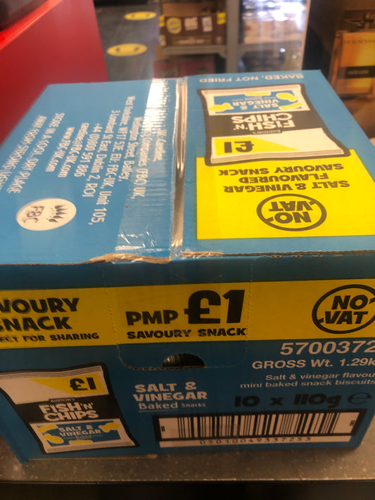 Burton’s Fish ‘N’ Chips Salt & Vinegar Snack 10 x 125g for £12.99