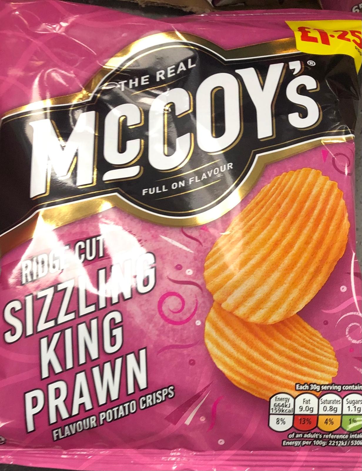 McCoy's Sizzling King Prawn Flavour Potato Crisps 20 x 65g -£24.99