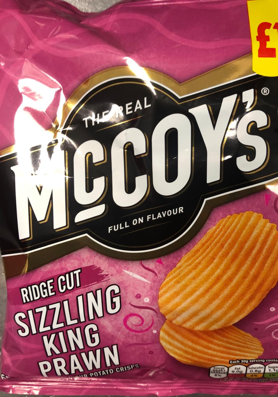 McCoy's Sizzling King Prawn Flavour Potato Crisps 20 x 65g -£24.99