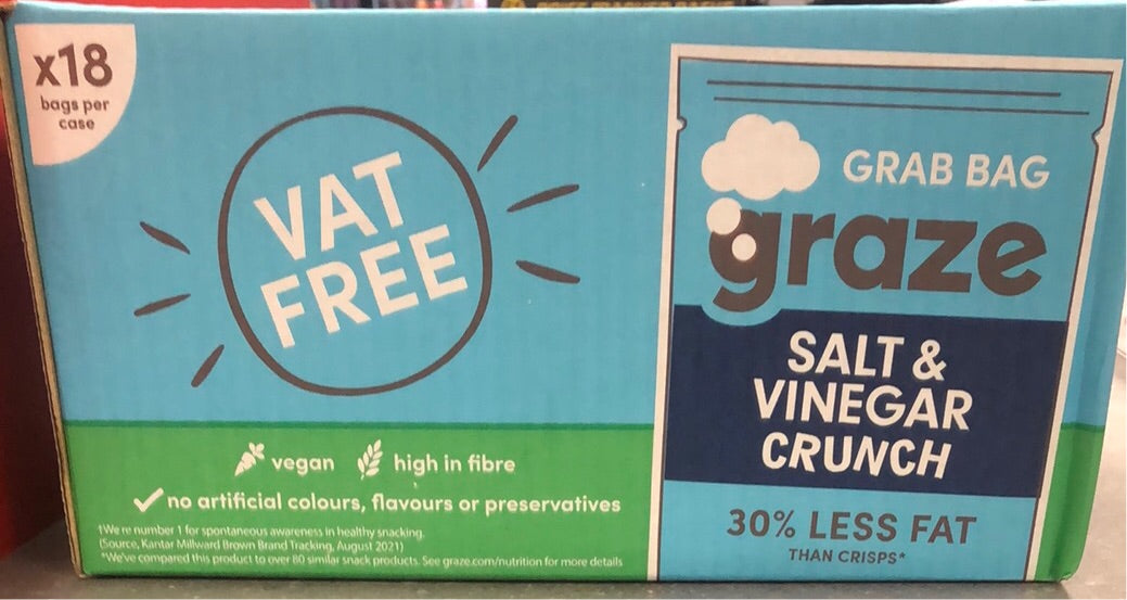 Graze Salt & Vinegar Crunch Grab Bag 18 x 52g for £17.99